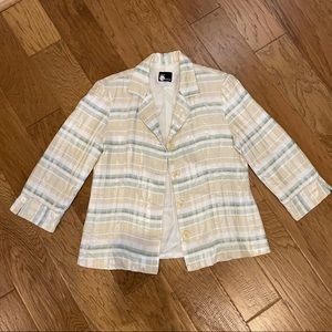 Light Green Plaid Silky Blazer